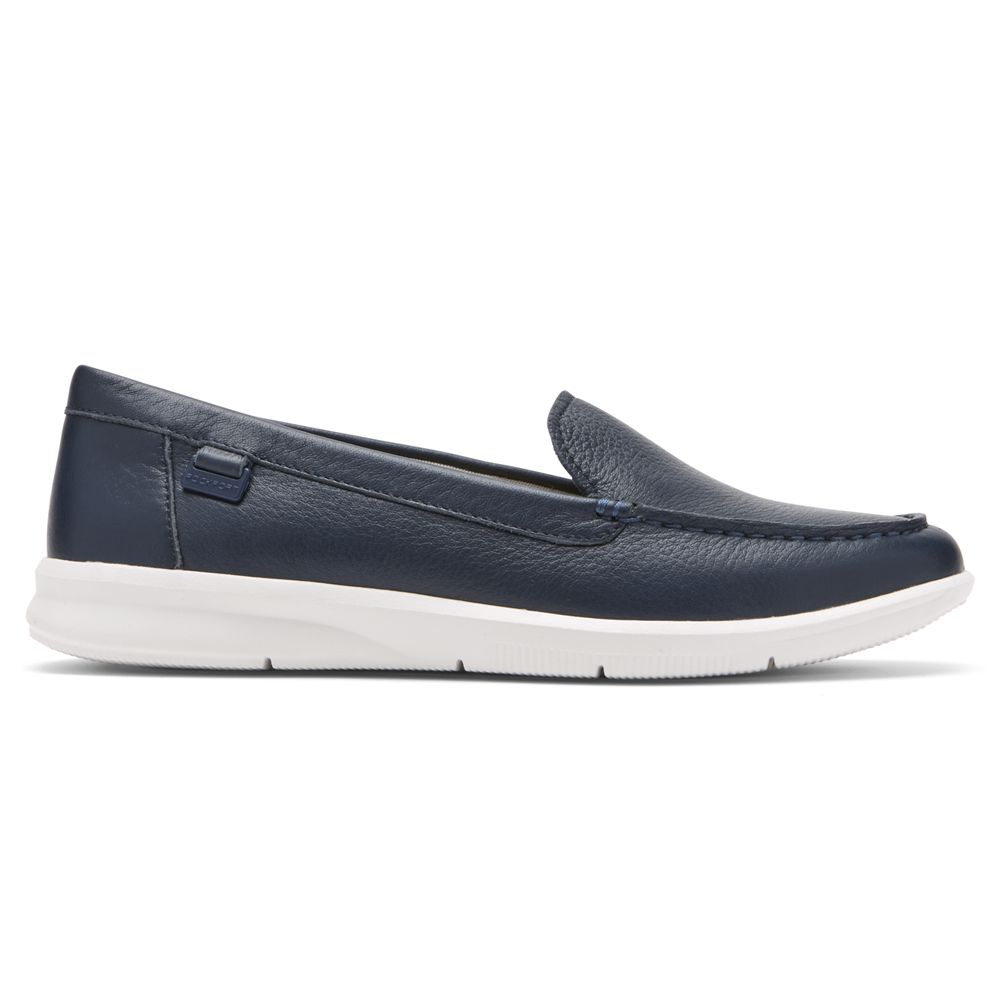 Rockport Women's Ayva Washable Loafers - Dark Blue - USA (5906ZSHPN)